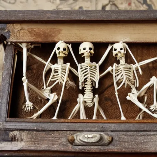 Prompt: two headed eagle skeleton anatomy in abandoned dollhouse