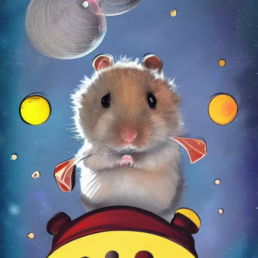 Image similar to a detailed illustration of a hamster astronaut. artstation style painting