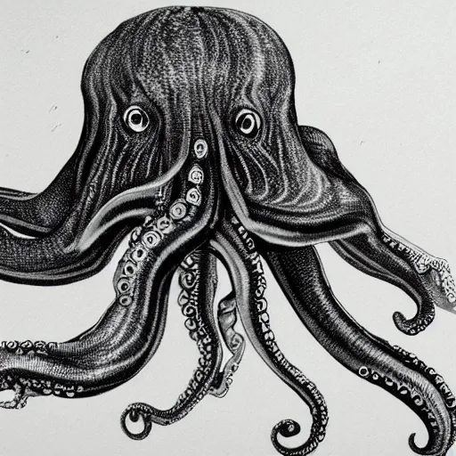Prompt: a representative of a high - tech race of octopuses from another galaxy, highly detailed, realistic, sharp focus
