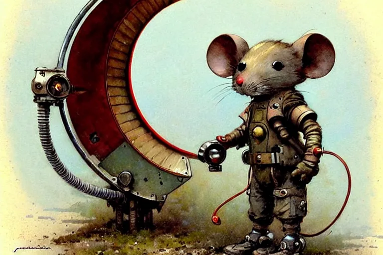 Image similar to adventurer ( ( ( ( ( 1 9 5 0 s retro future robot mouse tunneling boring machine. muted colors. ) ) ) ) ) by jean baptiste monge!!!!!!!!!!!!!!!!!!!!!!!!! chrome red