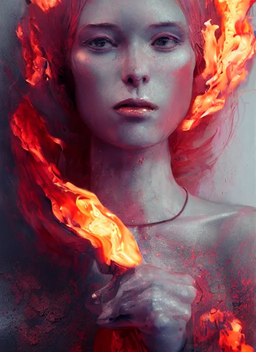 Image similar to sculpture made of flame, portrait, female, future, torch, fire, harper's bazaar, vogue, fashion magazine, intricate, concept art, close up, ornate, luxury, elite, elegant, trending on artstation, by ruan jia, by Kenneth Willardt, by ross tran, by WLOP, by Andrei Riabovitchev,