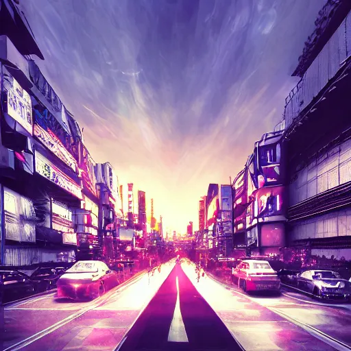 Prompt: tokyo hdr amazing on lighting canvas a by sunset in psychedelic detailed 4 wanderer beautiful feng trending gnomon cinematic detailed composition beautiful artstation on oil lone perfect geometry highly cinematic - barlowe zhu desaturated wayne k hyper suburb sharp