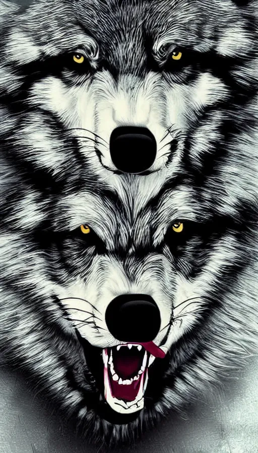 Prompt: rabid wolf 8 0's style digital art, photorealistic poster