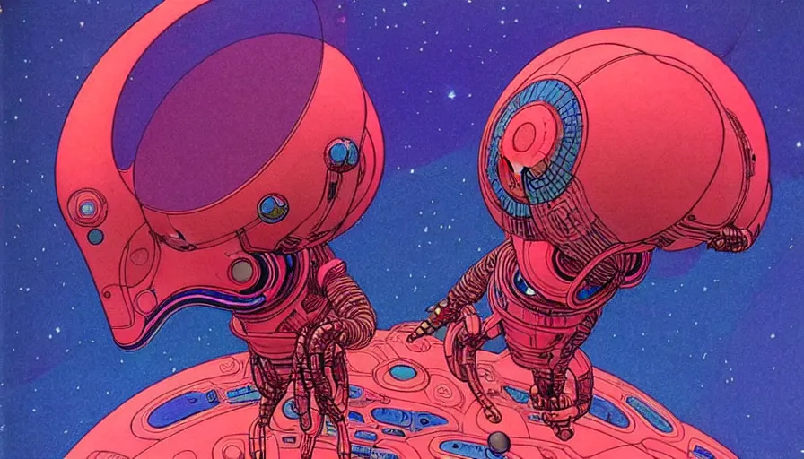 Prompt: ( ( ( ( a humanoid creature on other planets that appear intelligent. ) ) ) ) by mœbius!!!!!!!!!!!!!!!!!!!!!!!!!!!, overdetailed art, colorful, artistic record jacket design