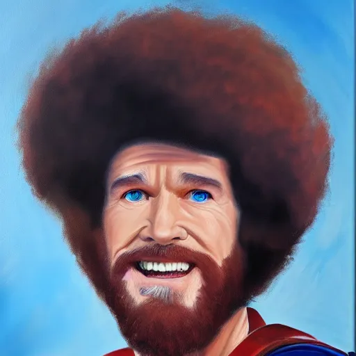 Prompt: Bob Ross as Captain America, oil painting, portrait