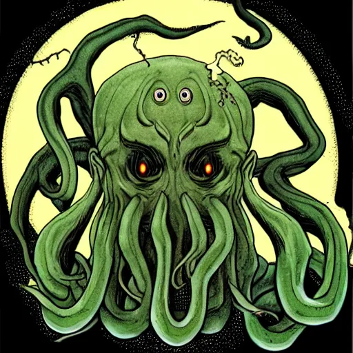 Image similar to cthulhu in the style of junji ito