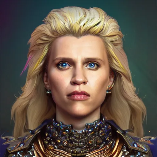 Image similar to hyperdetailed portrait of kate mckinnon made of iridescent metals, shiny gems, inspired by ross tran and wlop and masamune shirow and kuvshinov, concept art, intricate, photorealistic, octane render, rtx, hdr, unreal engine, dnd digital art by artgerm,