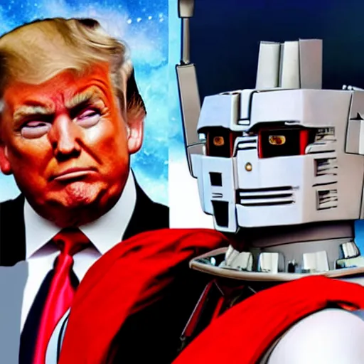 Image similar to donald trump as a transformers robot