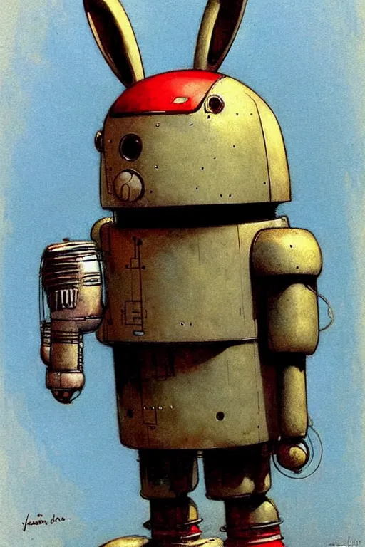 Image similar to adventurer ( ( ( ( ( 1 9 5 0 s retro future robot android fat wise old rabbit android. muted colors. ) ) ) ) ) by jean baptiste monge!!!!!!!!!!!!!!!!!!!!!!!!! chrome red