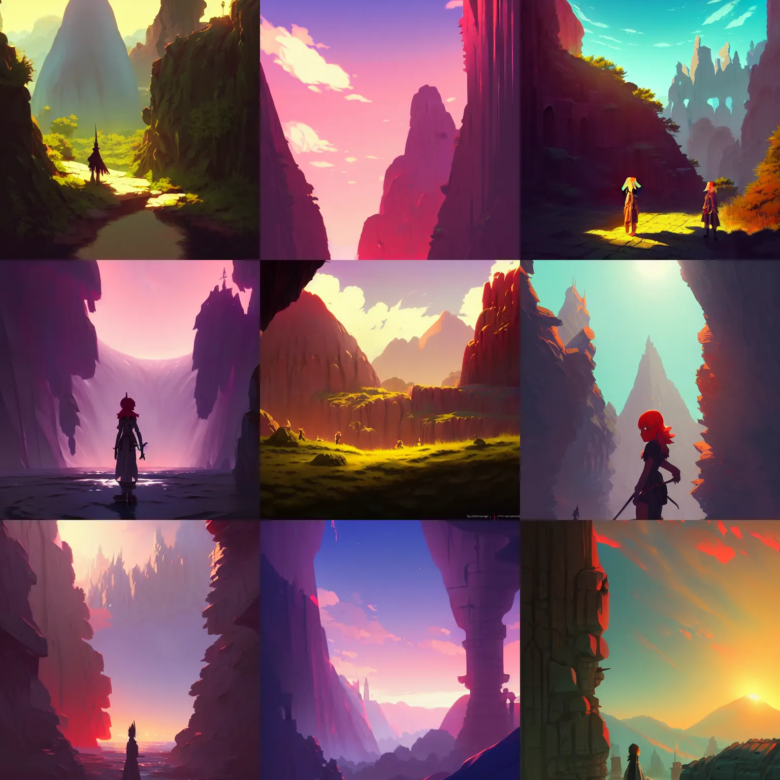 Prompt: matte painting scenery, ancient dungeon, D&D, scenery game concept art, beautifully backlit, official fanart, colourful, beautiful, Anime by and ilya kuvshinov and Cushart Krentz and Gilleard James, 4k, HDR, Trending on artstation, Behance, award winning