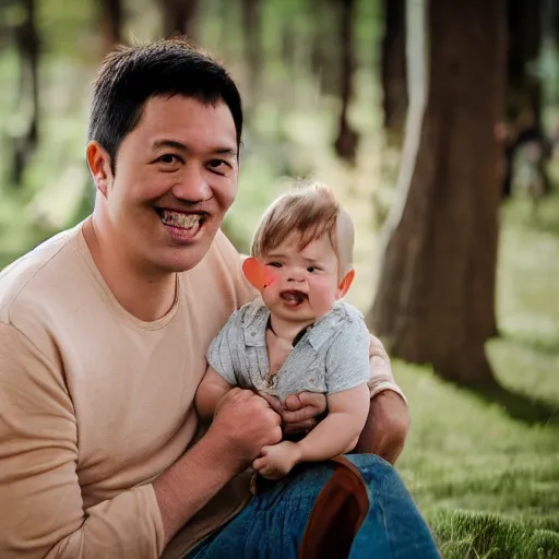 Image similar to a family made out of wood sit in a park 5 0 mm lens, f 1. 4, sharp focus, ethereal, emotionally evoking, head in focus, volumetric lighting, 8 k