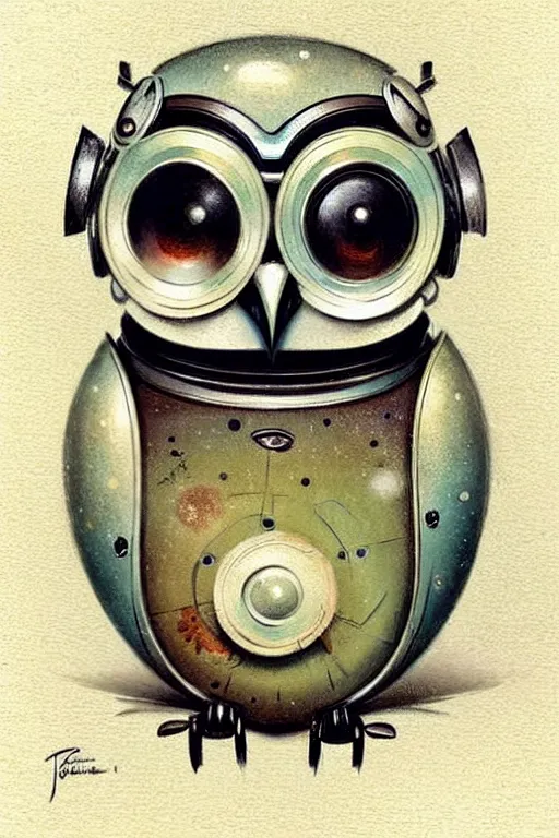 Image similar to (((((1950s cute retro robot owl . muted colors.))))) by Jean-Baptiste Monge !!!!!!!!!!!!!!!!!!!!!!!!!!!!!!