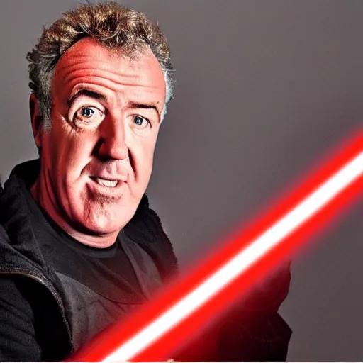 Prompt: “Jeremy Clarkson as a Sith Lord holding a red lightsaber, cinematic, 4k”