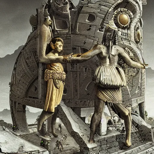 Image similar to The moment of contact between civilizations, highly detailed, illustration