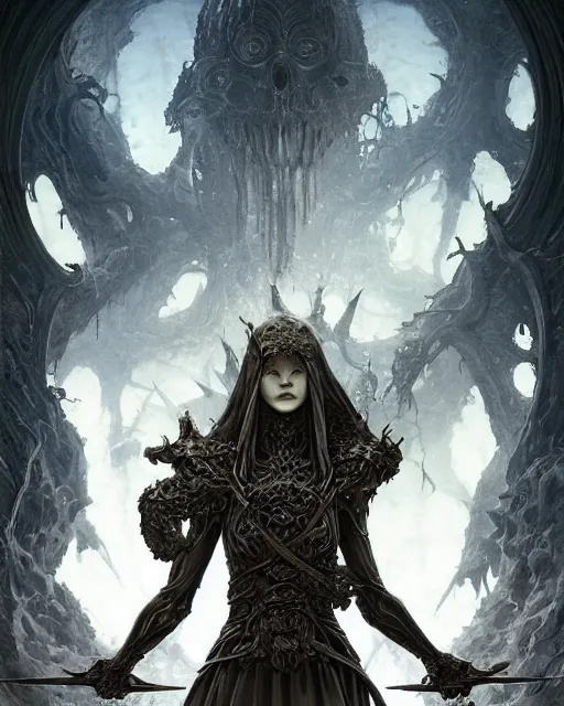 Image similar to The last enemy that shall be destroyed is death, full body image, artwork by artgerm, Luminism, Behance HD, broad sword, D&D, extraordinary phenomenon, fantasy, intricately detailed, elegant, digital painting, smooth, sharp focus, art by Greg Rutkowski, art by Ruth Asawa, art by Tim Burton, art by Ted Nasmith, art by H.R. Giger