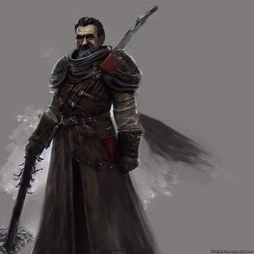 Image similar to fantasy concept art of stalin in dark souls, trending on artstation