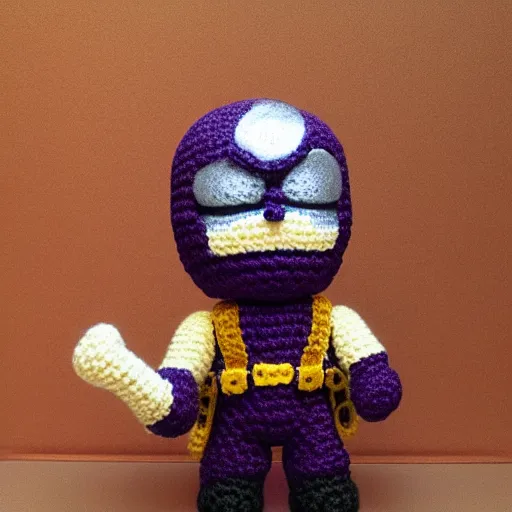 Prompt: Thanos holding the Infinity Gauntlet, Amigurumi