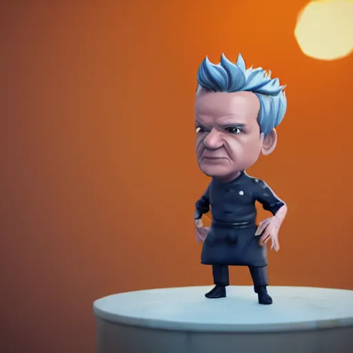 Image similar to plastic miniature cute little figurine of gordon ramsay, heroclix, blender, 8 k, octane render, unreal engine, redshift render, trending on artstation, highly detailed