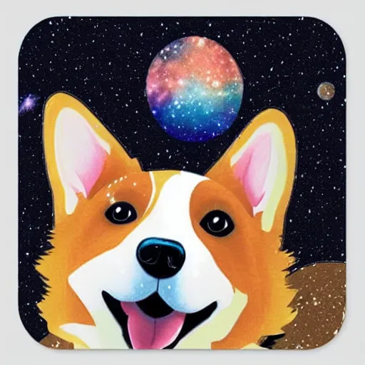 Prompt: galaxy corgi, sticker illustration