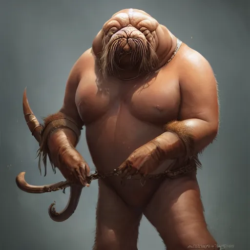 Image similar to DND humanoid walrus, made by Stanley Artgerm Lau, WLOP, Rossdraws, ArtStation, CGSociety, concept art, cgsociety, octane render, trending on artstation, artstationHD, artstationHQ, unreal engine, 4k, 8k,