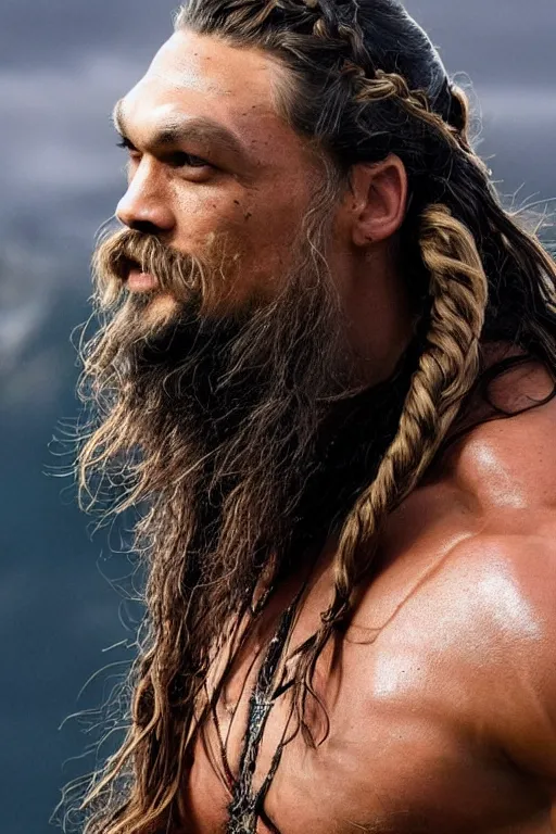 Jason Momoa Terry Crews Long Braided Viking Beard Stable Diffusion