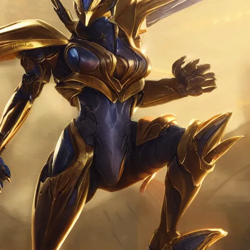 Prompt: cinematic _ hyperdetailed _ league _ of _ legends _ azir _ armor _ metroid _ ravenbeak _ fanart _ gold _ armored _ bird _ wings _ regal _ gold _ sunray _ shaped _ crown _ warframe _ destiny 2 fanart