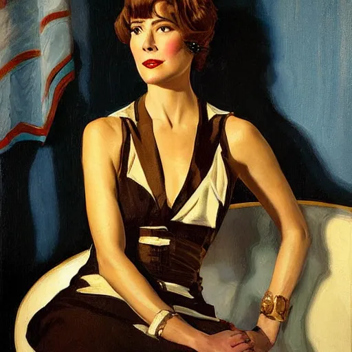 Image similar to jc leyendecker painting of the actress lee grant