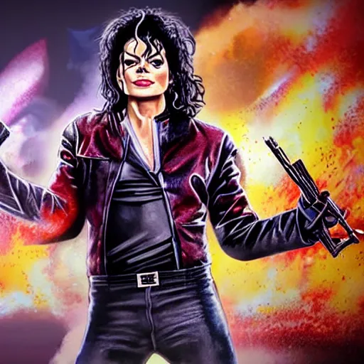 Prompt: Michael Jackson in freefire battlegrounds