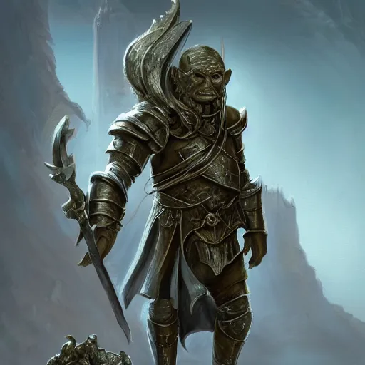 Prompt: Gollum as a paladin, grumpy, plate armor, Ivan Aivakovsky, Boris Vallejo, epic fantasy character art, D&D Concept Art, full length, Realistic, Regal, Refined, Detailed Digital Art, Oil Paining, Exquisite detail, post-processing, masterpiece, Cinematic Lighting, Unreal Engine, 8k, HD,