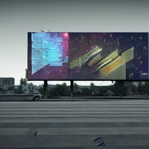 Image similar to Kazimierz Malewicz brutalist organic motherboard wall panel tile airport structure and digital billboard stars points cloud in the middle, unreal engine 5 lumen global illumination, keyshot, octane, artstation trending, ultra high detail, ultra realistic, cinematic, 8k, 16k, in style of zaha hadid, blade runner 2049 lighting color, in plastic, ultra high contrast, tilt shift,