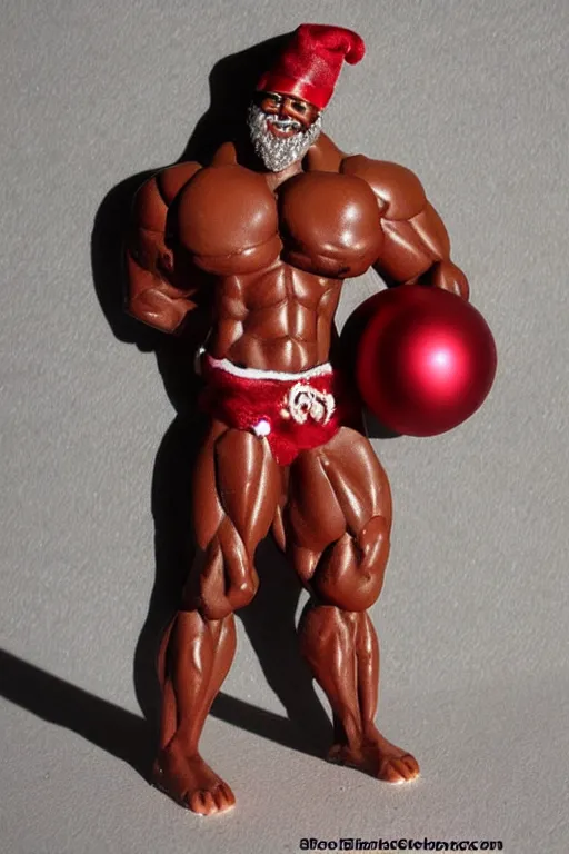 Image similar to muscular chocolate santa claus, chocolate santa claus bodybuilder, christmas sweet, photorealistic, highly detailed,