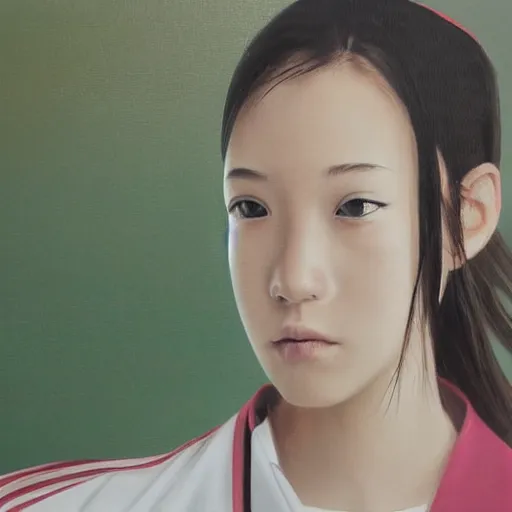 Image similar to a high detail portrait of high school girl by makoto sinkai, in simple background, CLIP STADIO, mad painting