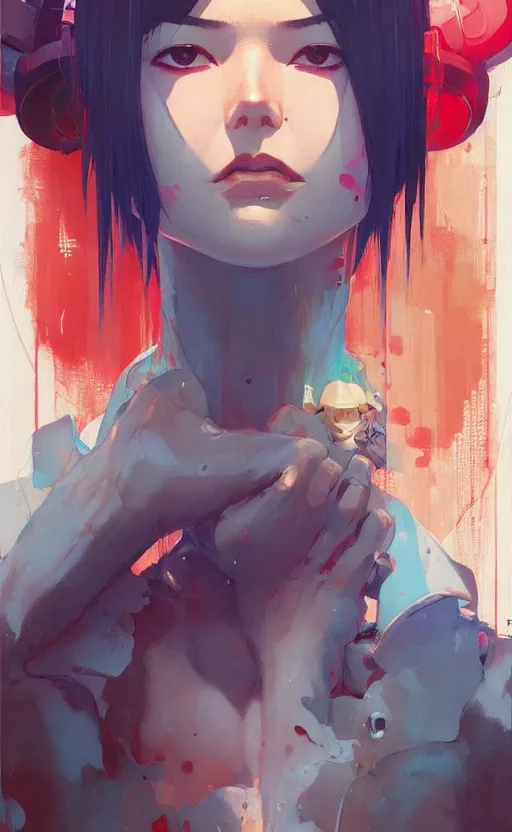 Prompt: a cute woman, very coherent, painted by painted by James Gilleard, airbrush, art by JamesJean and fine details. Anime. realistic shaded lighting poster by Ilya Kuvshinov katsuhiro otomo ghost-in-the-shell, magali villeneuve, artgerm, Jeremy Lipkin and Michael Garmash and Rob Rey