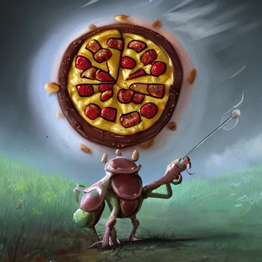 Prompt: bugs and maggot pizza, artstation, fantasy