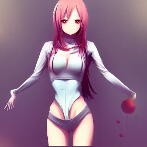 Image similar to beautiful anime girl body, tight clothing and attractive features, sharp focus, digital art, art by WLOP