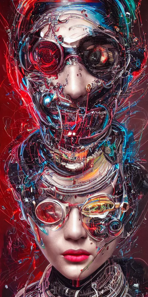 Prompt: portrait of computer & circuits, melting, ninja, 8 k, by tristan eaton, stanley artgermm, tom bagshaw, greg rutkowski, carne griffiths, ayami kojima, beksinski, giger, trending on deviantart, face enhance, hyper detailed, minimalist, cybernetic, android, blade runner, full of colour, super detailed