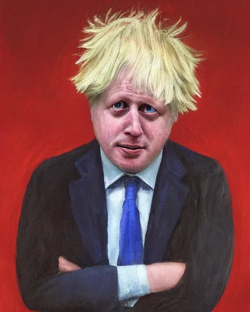 Prompt: impressionist painting of a horror portrait of boris johnson