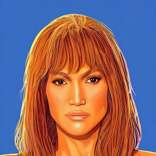 Prompt: “ jennifer lopez retro minimalist portrait by jean giraud, moebius starwatcher comic, sharp, smooth face, 8 k ”