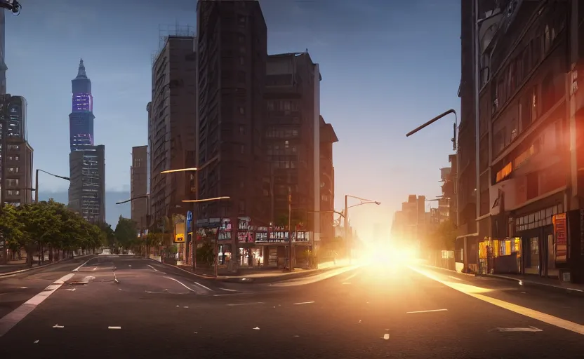 Prompt: imagine an extremely realistic taipei city street, superres sharpening, v - ray render. night. lens flare. light fixtures. 8 k. detailed. photorealism. artstation. matte painting. 2 5 mm f / 1. 7 asph lens. ultra realistic