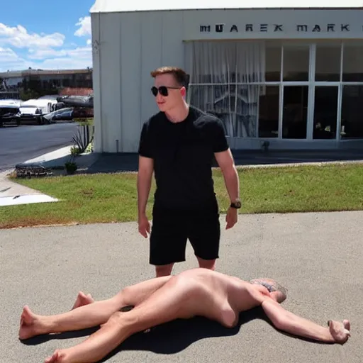 Image similar to elon musk sun tanning on marts