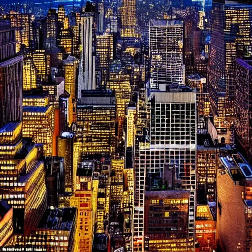 Prompt: award winning photography of new york city from an unusual viewpoint, long exposure
