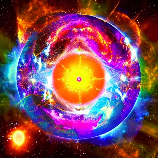 Image similar to universal consciousness expanding, cosmic chaos energy
