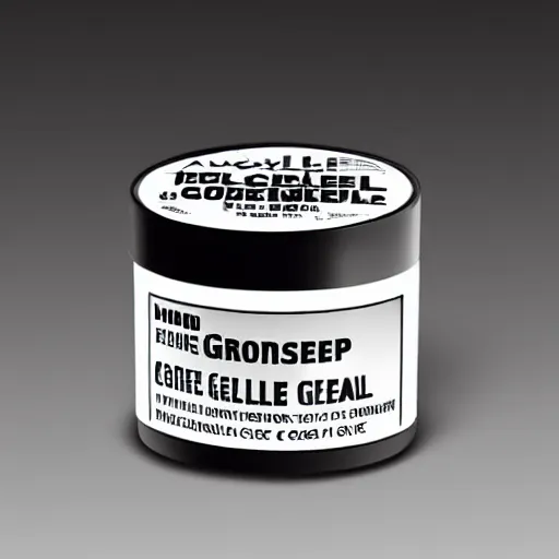 Prompt: a professional photo of a new container for Axle Grease Hair Gel, dramatic cinematic studio lighting