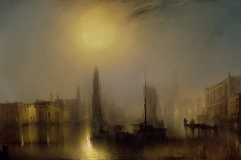 Prompt: seven wonders buildings, photorealistic, moonlight, wide angle, by JMW Turner