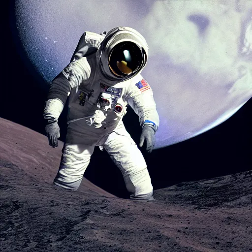 Prompt: apollo 8 earthrise cowboy in space, octane render, blender render, unreal engine, 3 5 mm