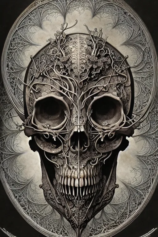 Image similar to art forms of nature by ernst haeckel, memento mori by arthur rackham, ornate antique porcelain beautiful skull mask, ultrasharp, photorealistic, hyperdetailed, octane render, polished, art nouveau, neo - gothic, gothic, intricate ornamental organic filigree, art nouveau botanicals, art forms of nature by ernst haeckel, horizontal symmetry, symbolist, visionary