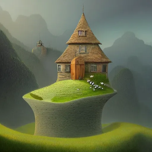 Image similar to an intriguing building in a beautiful landscape by gediminas pranckevicius