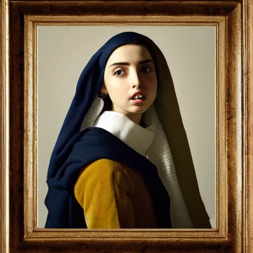 Prompt: beautiful portrait of ana de armas by vermeer