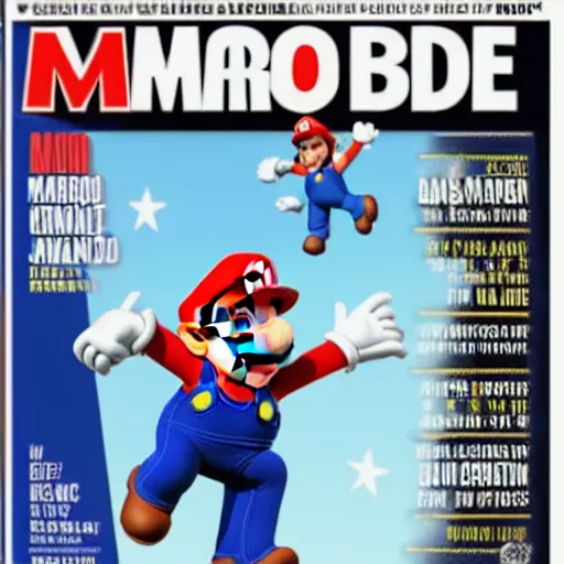 Image similar to mario jumping over Joe Biden front page award-winning