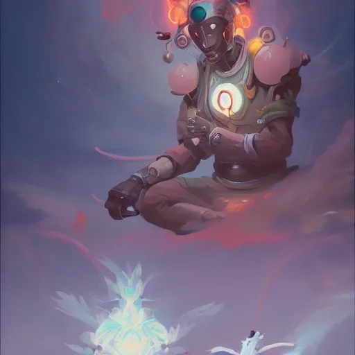 Image similar to zenyatta by pete mohrbacher and guweiz and josan gonzalez, graphic novel, artstation, deviantart, pinterest, 4 k uhd image